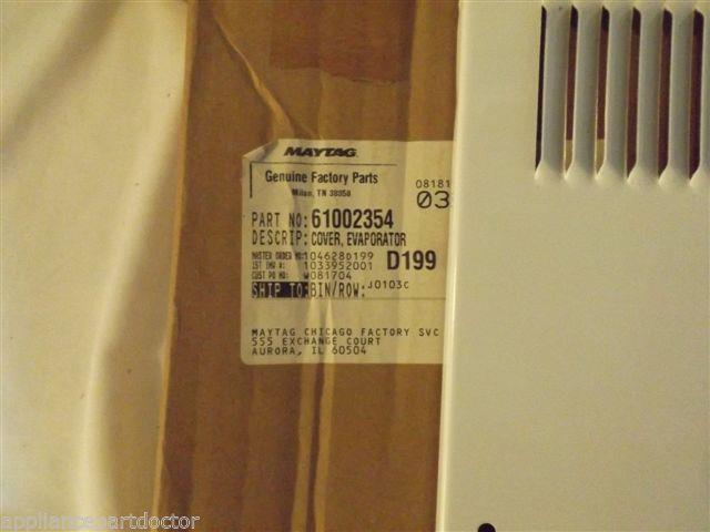 JENN AIR ADMIRAL REFRIGERATOR 61002354 Cover, Evaporator NEW IN BOX JENN AIR ADMIRAL REFRIGERATOR 61002354 Cover, Evaporator NEW IN BOX